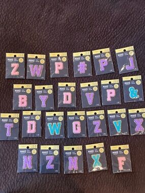 Make Market Glitter Letter Iron-On Patches Pink, Turquoise, Purple, Quantity 24